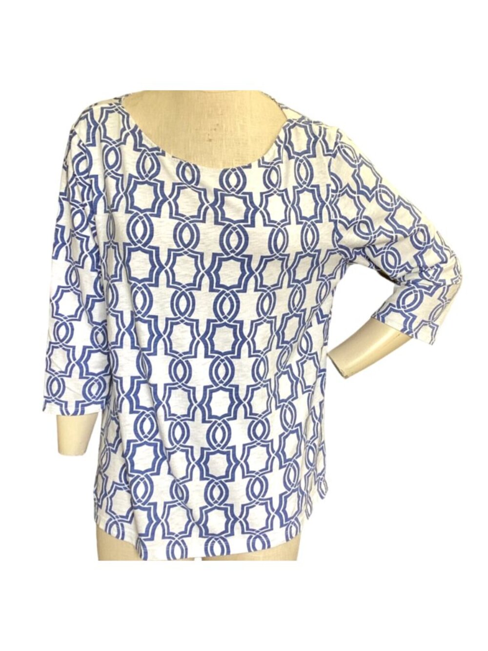 Chico’s Graphic Geo Cotton Slub Top Sz 3‎ (XL/16) #163H